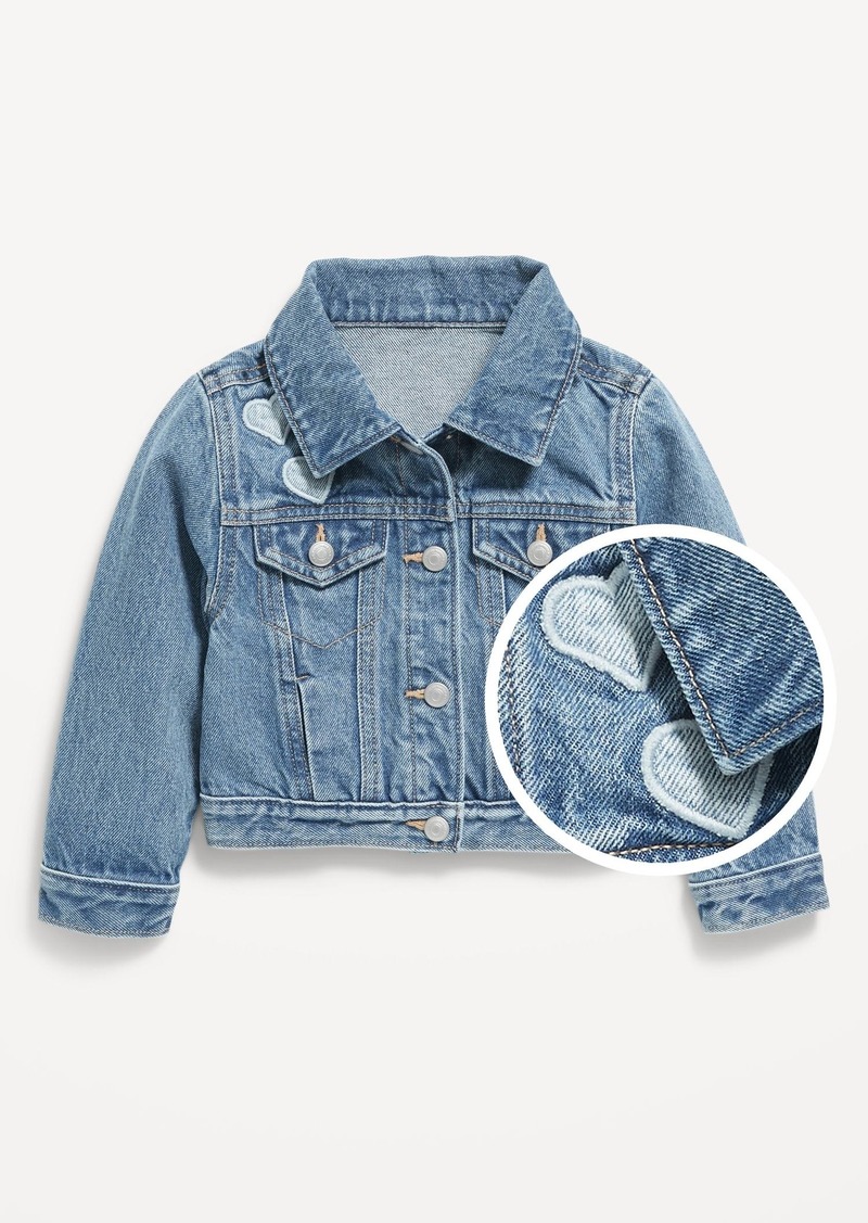 Old Navy Embroidered Cropped Trucker Jean Jacket for Toddler Girls