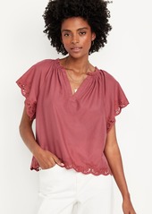 Old Navy Embroidered Split-Neck Top