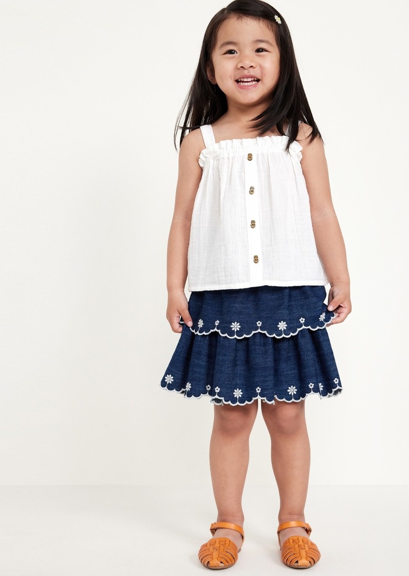 Old Navy Embroidered Tiered Jean Skirt for Toddler Girls