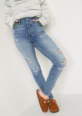 Old Navy Extra High-Waisted Button-Fly Pop Icon Distressed Skinny Jeans