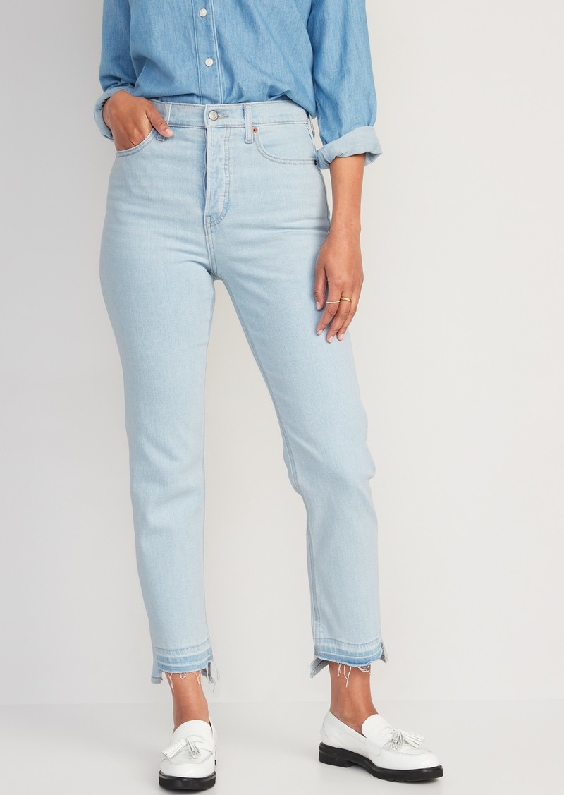 Old Navy Extra High-Waisted Button-Fly Sky-Hi Straight Cut-Off Jeans for Women