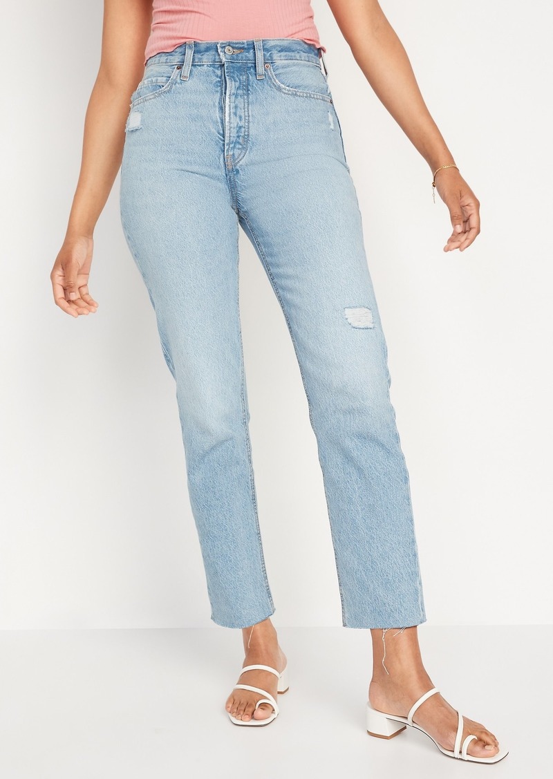 Old Navy Extra High-Waisted Button-Fly Non-Stretch Straight Jeans