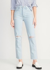 Old Navy Extra High-Waisted Button-Fly Sky-Hi Straight Ripped Jeans for Women