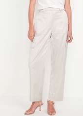 Old Navy Extra-High Waisted Satin Cargo Barrel Wide-Leg Pants