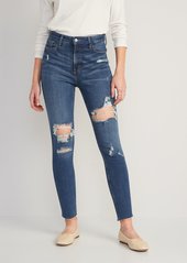 Old Navy Extra High-Waisted Button-Fly Rockstar 360° Stretch Super-Skinny Cropped Cut-Off Jeans