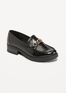 Old Navy Faux Leather Chunky Heel Loafers