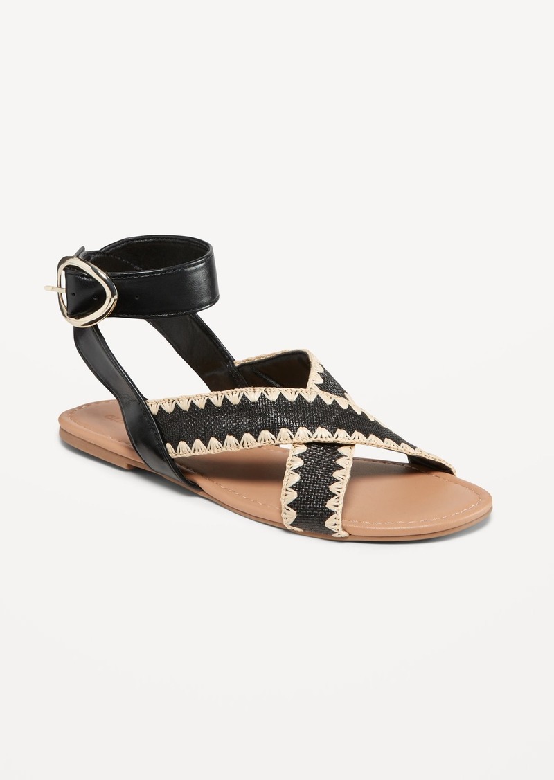 Old Navy Faux-Leather Cross-Strap Buckle Sandals