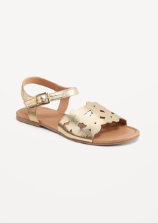 Old Navy Faux-Leather Floral Cutout Strap Sandals for Girls
