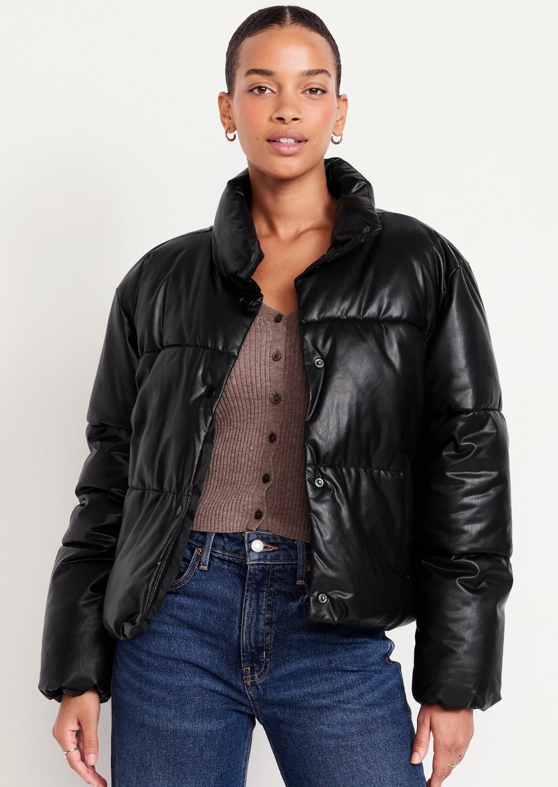 Old Navy Faux-Leather Puffer Jacket