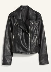 Old Navy Faux-Leather Zip-Pocket Moto Jacket for Women