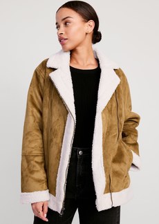 Old Navy Faux-Suede Sherpa-Lined Moto Jacket