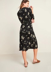 Old Navy Fit & Flare Floral-Print Midi Wrap Dress for Women