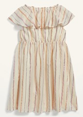 Old Navy Fit & Flare Metallic-Stripe Ruffle-Trim Dress for Toddler Girls