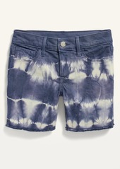 Old Navy Frayed-Hem Tie-Dye Jean Midi Shorts for Girls