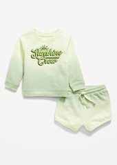 Old Navy French Terry Graphic Sweatshirt and Shorts Set for Baby