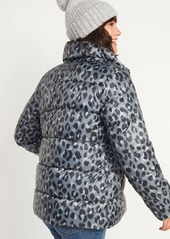 Old Navy Frost-Free Leopard-Print Zip Puffer Jacket for Women
