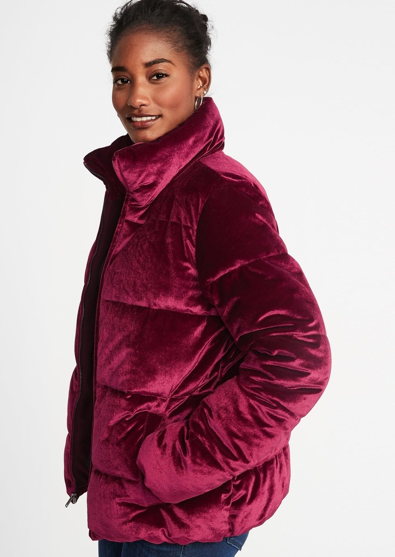 old navy velvet puffer