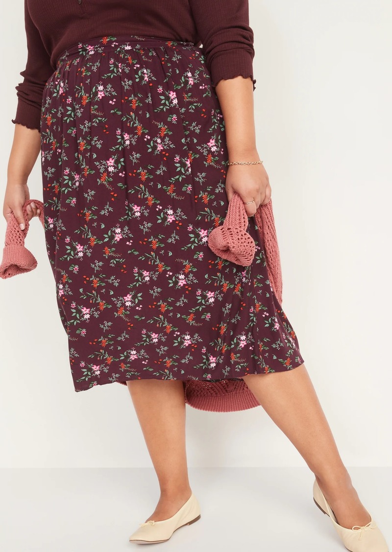 Old Navy High-Waisted Floral-Print Midi Swing Skirt for Women