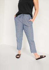 Old Navy High-Waisted Linen-Blend Straight Cropped Pants for Women