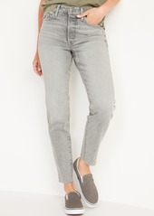 Old Navy High-Waisted O.G. Straight Button-Fly Gray Cut-Off Jeans for Women