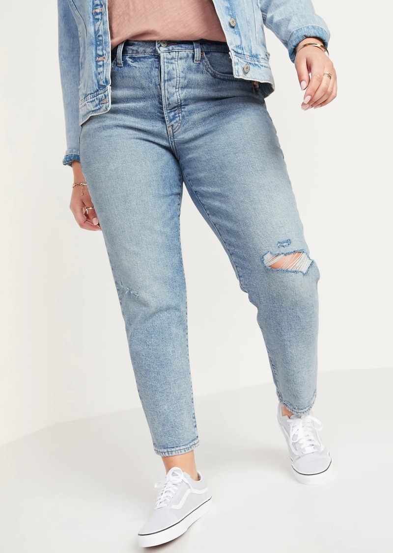 Old Navy High-Waisted O.G. Straight Button-Fly Ripped Jeans for Women ...