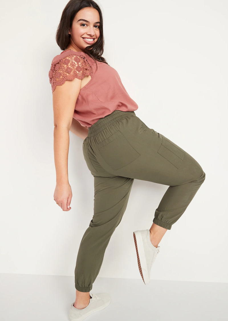 High-Waisted Poplin Tapered Jogger Cargo Pants for Women - 37% Off!