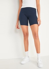 Old Navy High-Waisted Rib-Knit Long Biker Shorts for Women -- 8-inch inseam