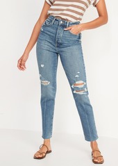 Old Navy Higher High-Rise Button-Fly O.G. Straight Distressed Cut-Off Jeans for Women