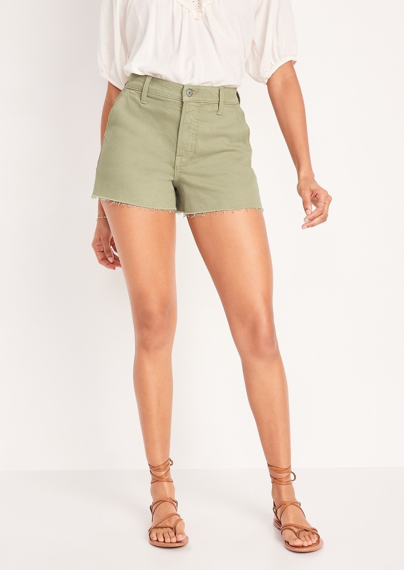 Old Navy Higher High-Waisted Sky-Hi A-Line Cut-Off Workwear Jean Shorts -- 3-inch inseam