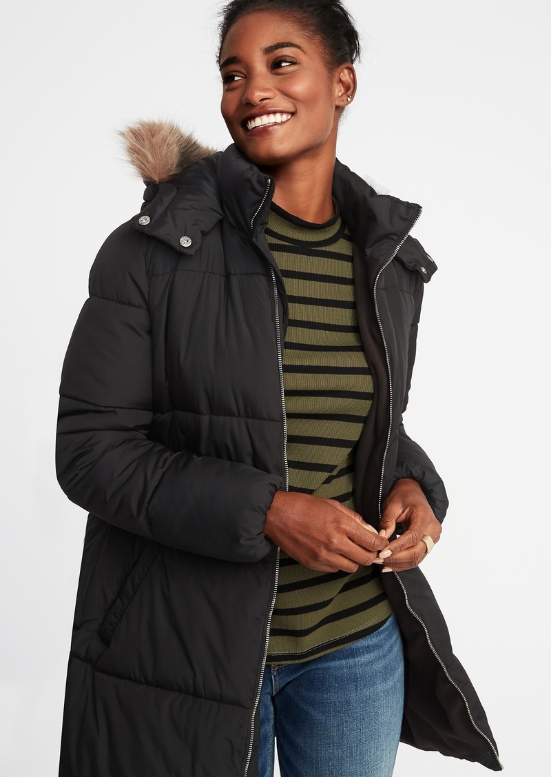 Old Navy Hooded Frost-Free Long Puffer Jacket for Women | Outerwear