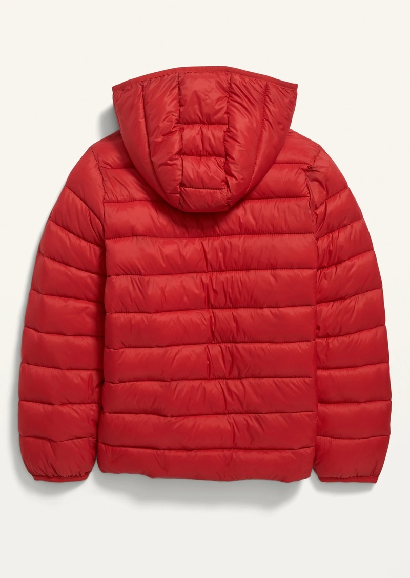 hooded narrow channel puffer jacket