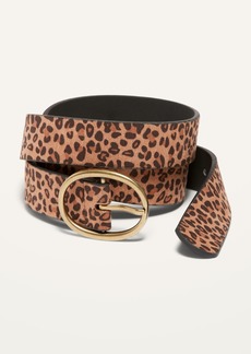 Old Navy Leopard-Print Velvet O-Ring Belt For Women (1.25-Inch)