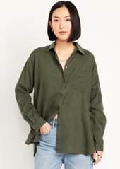 Old Navy Linen-Blend Button-Down Boyfriend Shirt