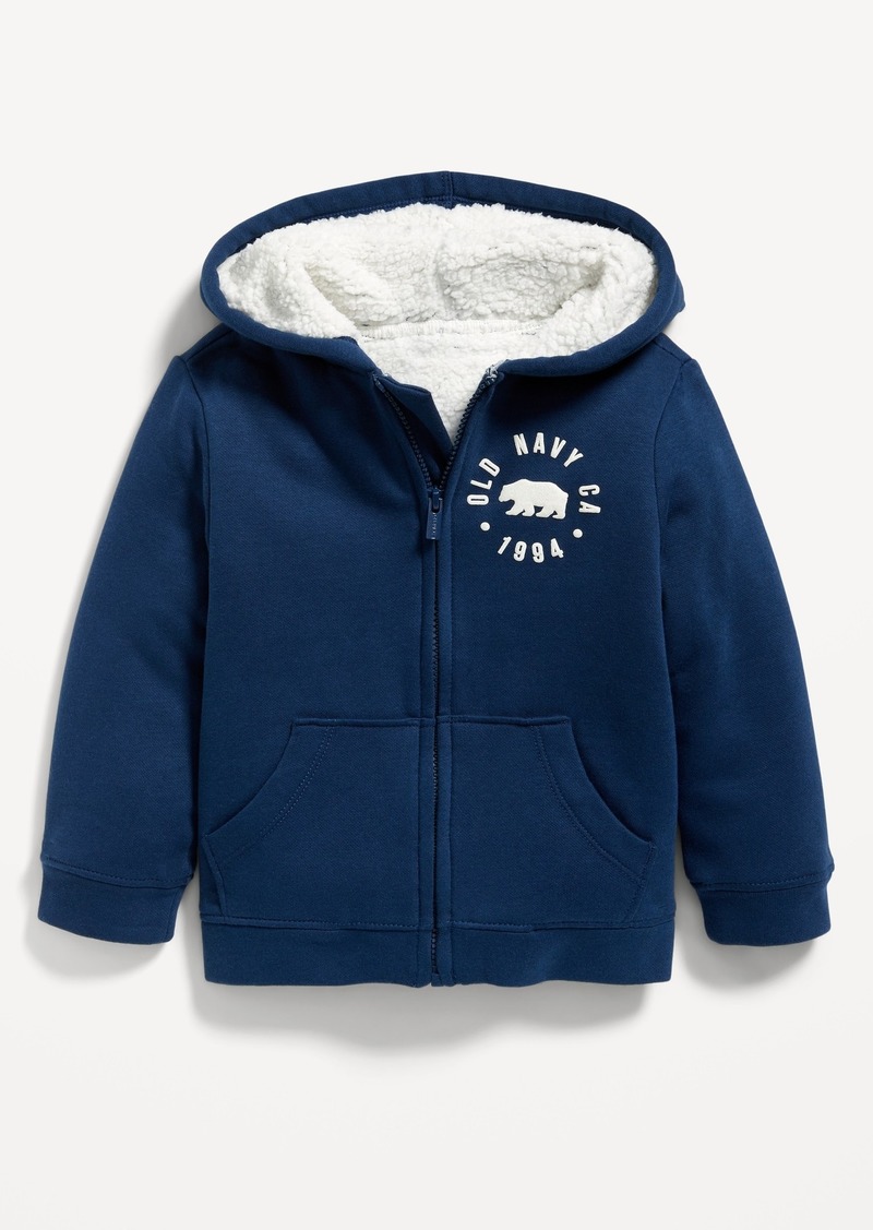 Old Navy Logo-Graphic Sherpa-Lined Zip-Front Hoodie for Toddler Boys