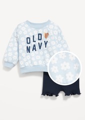 Old Navy Logo-Graphic Sweatshirt and Biker Shorts Set for Baby