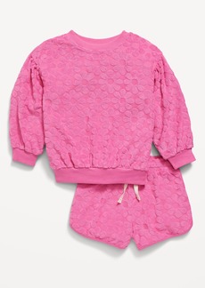 Old Navy Long Puff-Sleeve Sweatshirt and Shorts Set for Toddler Girls