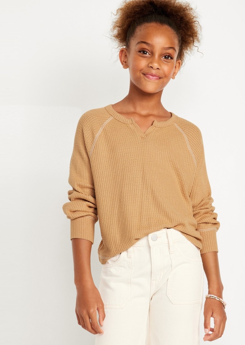 Old Navy Long Raglan-Sleeve Thermal-Knit Top for Girls