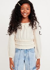 Old Navy Long-Sleeve Double-Weave Smocked Top for Girls