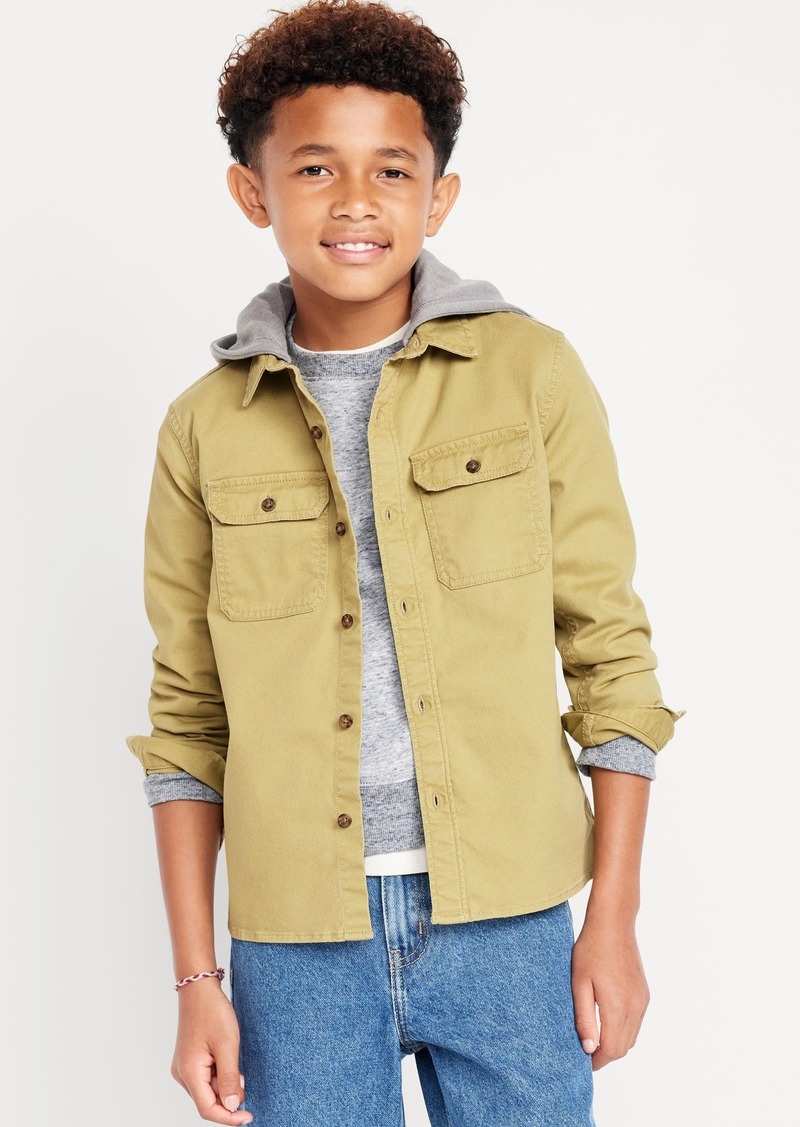 Old Navy Long-Sleeve Hooded Utility Twill Shirt for Boys