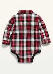 Old Navy Unisex Long-Sleeve Plaid Poplin Bodysuit and Bow-Tie for Baby