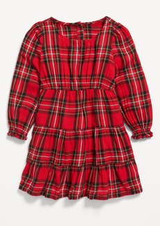 Old Navy Long-Sleeve Plaid Tiered Dress for Toddler Girls