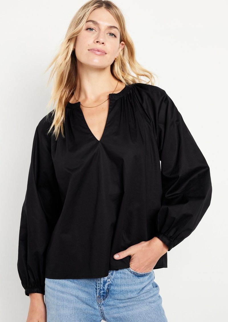 Old Navy Long-Sleeve Split-Neck Top