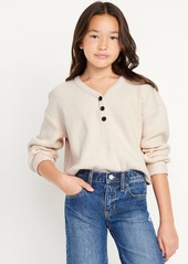 Old Navy Long-Sleeve Thermal-Knit Henley Top for Girls