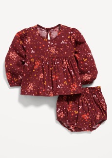Old Navy Matching Printed Long-Sleeve Peplum Top & Bloomer Shorts Set for Baby