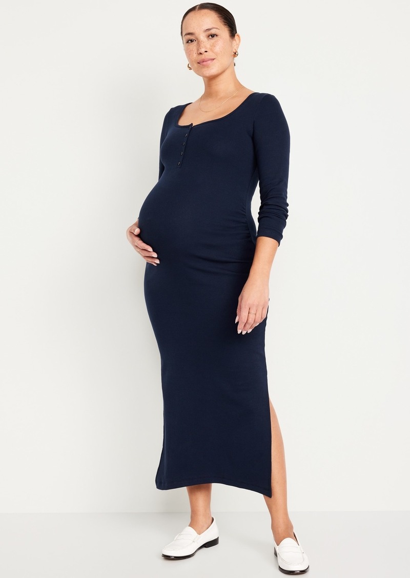 Old Navy Maternity Long Sleeve Henley Midi Dress