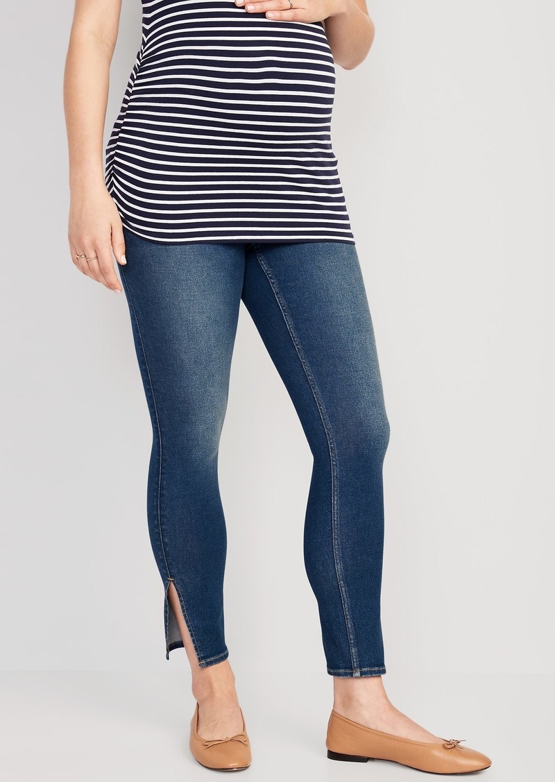 Old Navy Maternity Rollover-Panel Side-Slit 360° Stretch Skinny Jeans