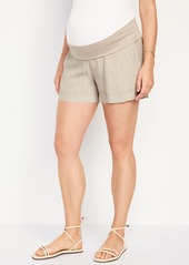 Old Navy Maternity Rollover-Waist Linen Blend Shorts -- 3.5-inch inseam