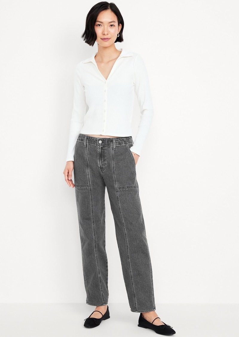 Old Navy Mid-Rise Boyfriend Loose Utility Jeans