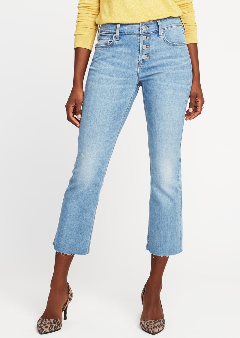 Old Navy Mid-Rise Button-Fly Flare Ankle Jeans for Women | Denim