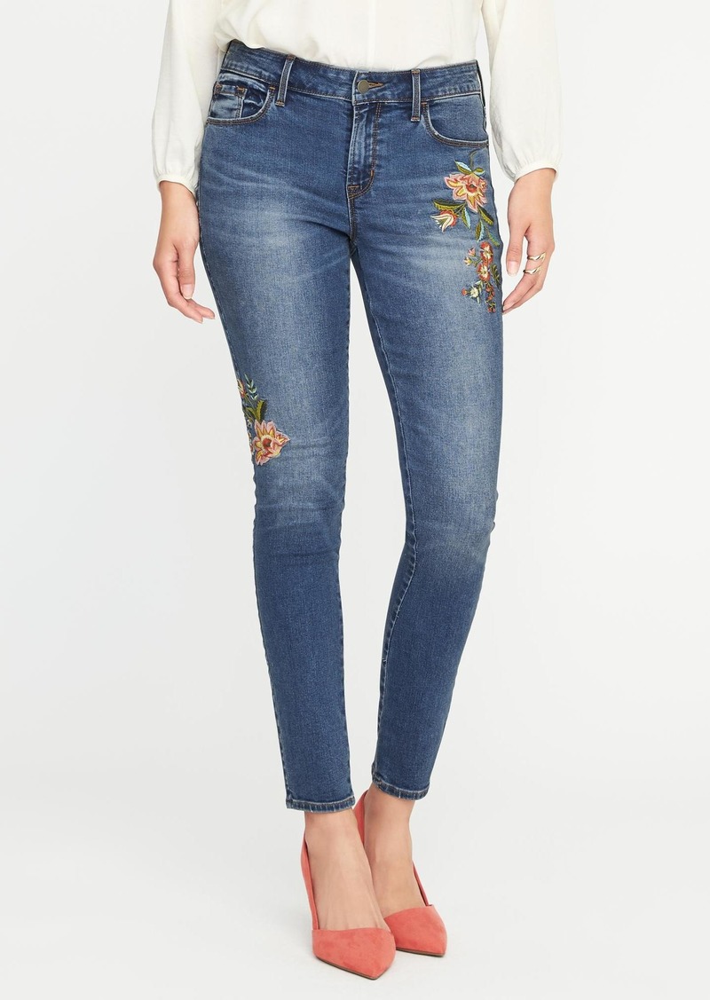 Old Navy Mid-Rise Floral-Embroidered 